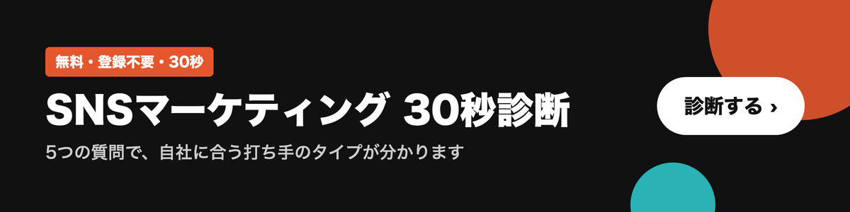 SNSマーケティング 30秒診断 5つの質問で、自社に合う打ち手のタイプが分かります 診断する