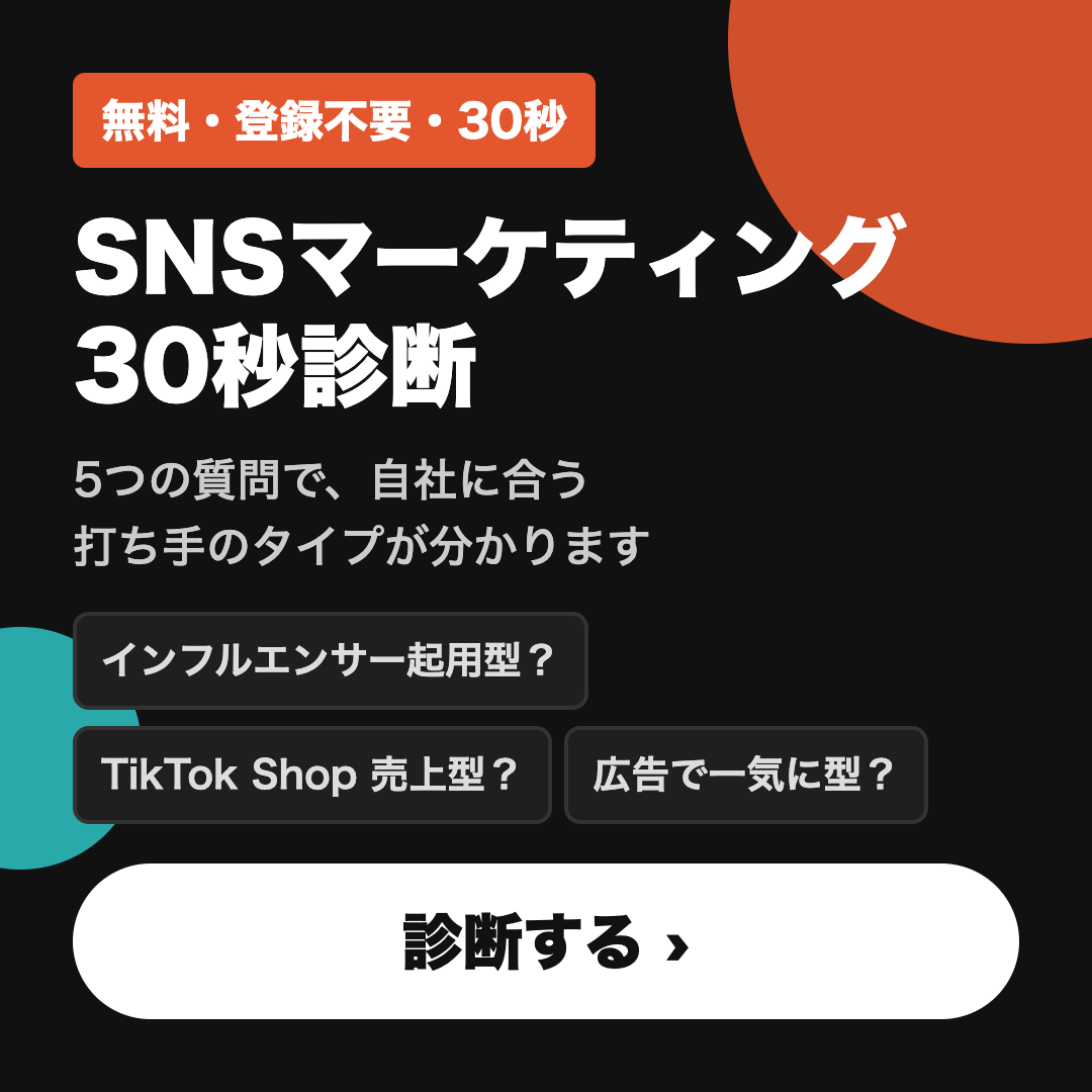 SNSマーケティング 30秒診断 5つの質問で、自社に合う打ち手のタイプが分かります 診断する